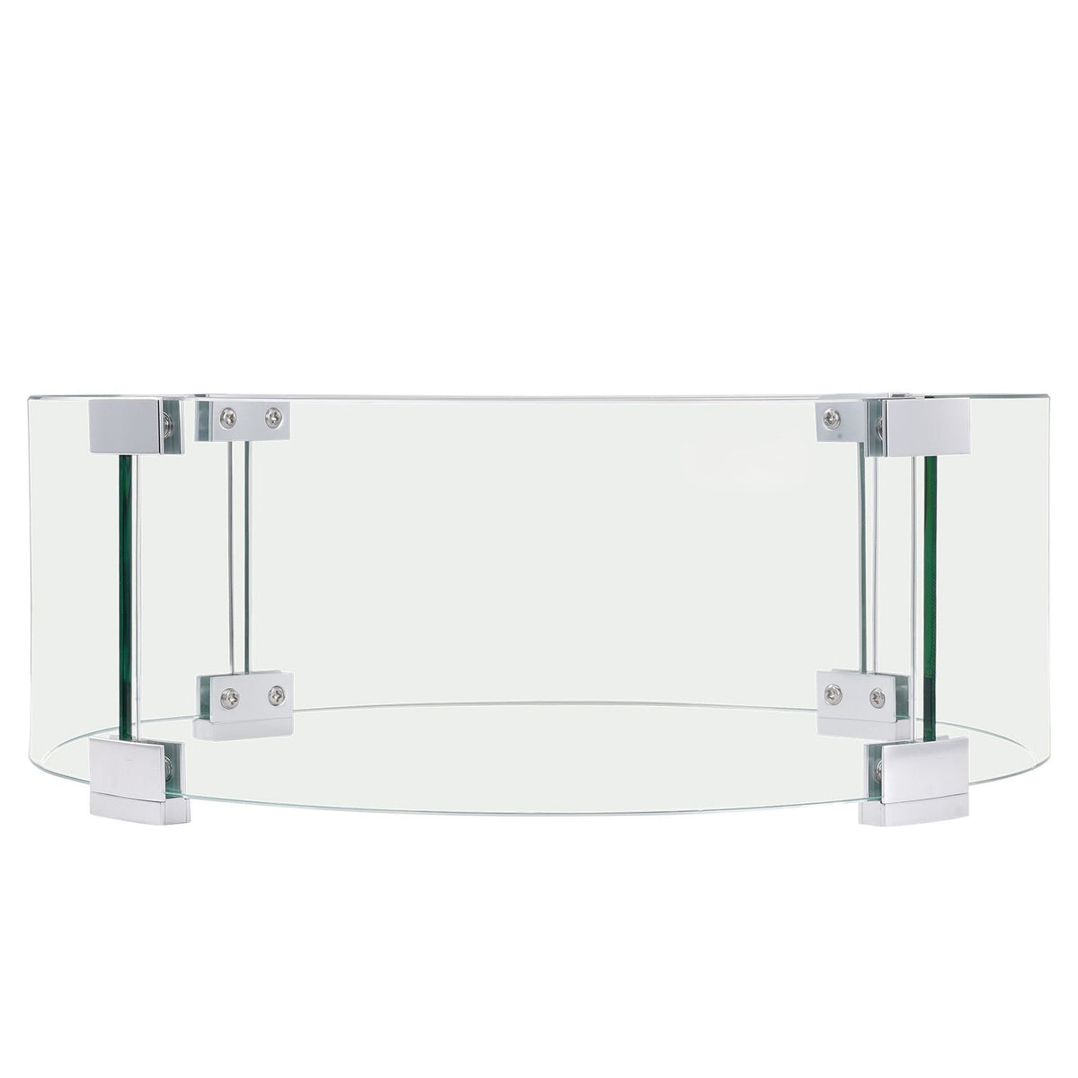 Fire Pit Wind Guard, 26 x 26 x 6 Inch Glass Flame Guard, Round Glass Shield, 1/4-Inch Thick Fire Table, Clear Tempered Glass Flame Guard, Steady Feet Tree Pit Guard for Propane, Gas, Outdoor