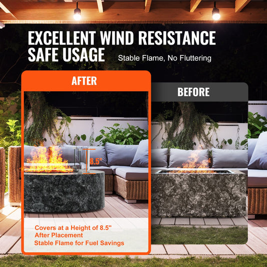 Fire Pit Wind Guard, 26 x 26 x 6 Inch Glass Flame Guard, Round Glass Shield, 1/4-Inch Thick Fire Table, Clear Tempered Glass Flame Guard, Steady Feet Tree Pit Guard for Propane, Gas, Outdoor