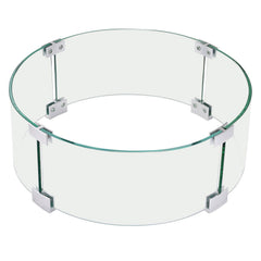 Fire Pit Wind Guard, 26 x 26 x 6 Inch Glass Flame Guard, Round Glass Shield, 1/4-Inch Thick Fire Table, Clear Tempered Glass Flame Guard, Steady Feet Tree Pit Guard for Propane, Gas, Outdoor