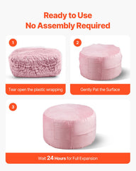 91 cm Round Bean Bag Chair with Removable Cover & Dutch Velvet Pink
