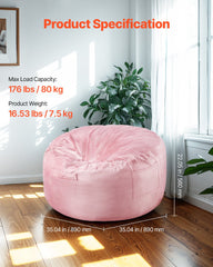 91 cm Round Bean Bag Chair with Removable Cover & Dutch Velvet Pink