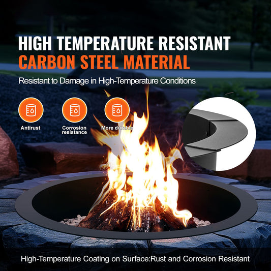 Fire Pit Ring, 40-Inch Outer/36-Inch Inner Diameter, 10inch Height 2.5mm Thick Fire Pit Insert, Heavy Duty Carbon Steel Liner DIY Campfire Ring above or In-Ground, for Outdoor Camping, Bonfires