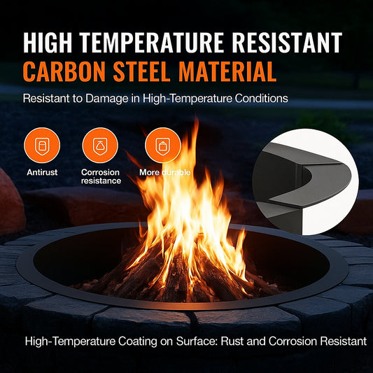 Fire Pit Ring, 40-Inch Outer/36-Inch Inner Diameter, 10inch Height 2.5mm Thick Fire Pit Insert, Heavy Duty Carbon Steel Liner DIY Campfire Ring above or In-Ground, for Outdoor Camping, Bonfires