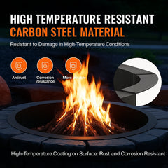 Fire Pit Ring, 40-Inch Outer/36-Inch Inner Diameter, 10inch Height 2.5mm Thick Fire Pit Insert, Heavy Duty Carbon Steel Liner DIY Campfire Ring above or In-Ground, for Outdoor Camping, Bonfires