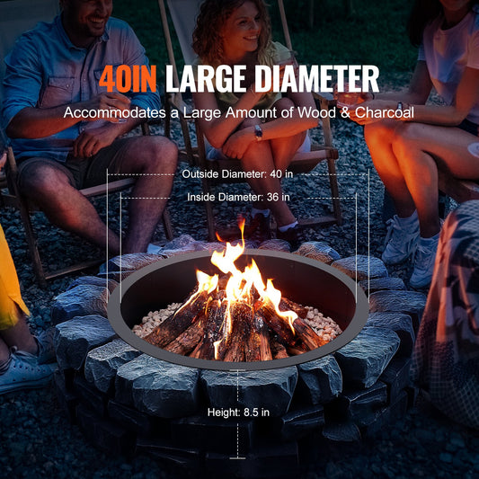 Fire Pit Ring Round Inner Steel Liner DIY Campfire Firepit