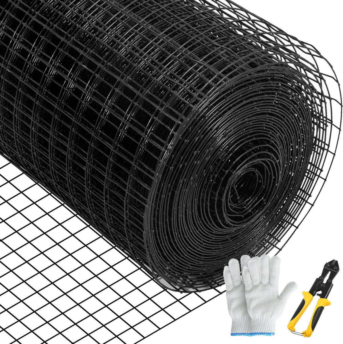 Hardware Cloth, 48\" x 50\' & 1\"x1\" Mesh Size, Galvanized Steel Vinyl Coated 16 Gauge Chicken Wire Fencing with A Cutting Plier & A Pair of Fabric Gloves, for Garden Fencing