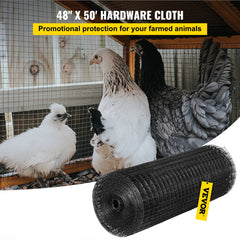 Hardware Cloth, 48\" x 50\' & 1\"x1\" Mesh Size, Galvanized Steel Vinyl Coated 16 Gauge Chicken Wire Fencing with A Cutting Plier & A Pair of Fabric Gloves, for Garden Fencing