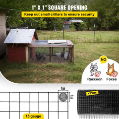 Hardware Cloth, 48\" x 50\' & 1\"x1\" Mesh Size, Galvanized Steel Vinyl Coated 16 Gauge Chicken Wire Fencing with A Cutting Plier & A Pair of Fabric Gloves, for Garden Fencing
