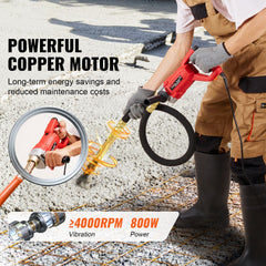 Handheld Electric Concrete Vibrator 800W 1.5M Shaft Air Bubble Remover