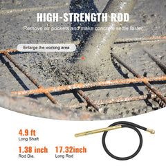 Handheld Electric Concrete Vibrator 800W 1.5M Shaft Air Bubble Remover