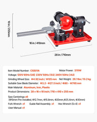 Circular Saw Blade Sharpener, 370W 2890RPM Rotary Angle Mill Grinder Sharpening Machine with 125mm Grinding Wheel & 6 Saw Centerings - Fits Φ80mm to Φ700mm Circular Saw Blades