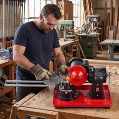 Circular Saw Blade Sharpener, 370W 2890RPM Rotary Angle Mill Grinder Sharpening Machine with 125mm Grinding Wheel & 6 Saw Centerings - Fits Φ80mm to Φ700mm Circular Saw Blades