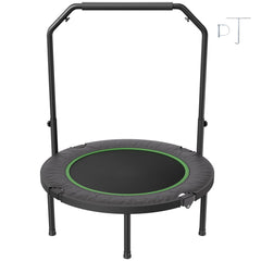 Foldable Mini Trampoline, 40 Inch Fitness Rebounder, Max Load 330lbs Exercise Trampoline, Stable & Quiet Trampoline with 4 Level Height Adjustable Foam Handle, for Adults Indoor/Garden Workout
