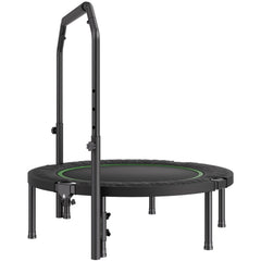 Foldable Mini Trampoline, 40 Inch Fitness Rebounder, Max Load 330lbs Exercise Trampoline, Stable & Quiet Trampoline with 4 Level Height Adjustable Foam Handle, for Adults Indoor/Garden Workout