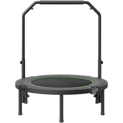Foldable Mini Trampoline, 40 Inch Fitness Rebounder, Max Load 330lbs Exercise Trampoline, Stable & Quiet Trampoline with 4 Level Height Adjustable Foam Handle, for Adults Indoor/Garden Workout
