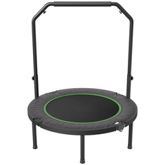 Foldable Mini Trampoline, 40 Inch Fitness Rebounder, Max Load 330lbs Exercise Trampoline, Stable & Quiet Trampoline with 4 Level Height Adjustable Foam Handle, for Adults Indoor/Garden Workout