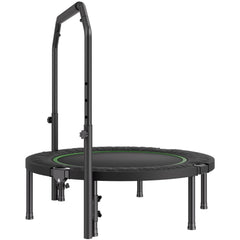 Foldable Mini Trampoline, 40 Inch Fitness Rebounder, Max Load 330lbs Exercise Trampoline, Stable & Quiet Trampoline with 4 Level Height Adjustable Foam Handle, for Adults Indoor/Garden Workout