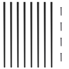 Staircase Metal Balusters, 3/4'' Round x 32'' Long Aluminum Decorative Banister Spindles, 101 Pack Deck Baluster with Screws, Classic Hollow Deck Railing Satin Black Powder Coated for Porch