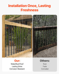 Staircase Balusters 101 Pack, 660 mm Aluminum Stair Balusters, 19 mm Water-Proof Round Metal Spindle Railing, Hollow Deck Railing with Rail Caps & Screws for Stairs, Porch, Patio, Matte Black