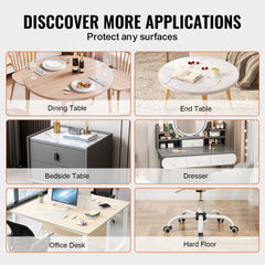 Plastic Table Cover, 48 x 48 Inch 2.0 mm Thick Clear Table Protector, Round PVC Desk Mat, Waterproof & Easy Cleaning Desk Pad Tablecloth, for Office Dresser Dining Room Table Night Stand