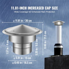 Chimney Cap 6-inch 304 Stainless Steel Round Roof Rain Cap Cover Silver