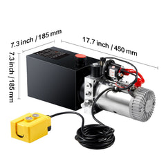 Hydraulic Pump, 4 Quart Hydraulic Power Unit, Single Acting Dump Trailer Pump, 0.91 GPM Flow Rate, 3200 PSI Max Relief Pressure, DC 12V Hydraulic Pump for Dump Trailer Car Lifting