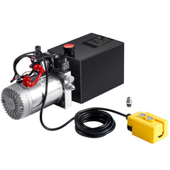 Hydraulic Pump, 10 Quart Hydraulic Power Unit, Double Acting Dump Trailer Pump, 0.91 GPM Flow Rate, 3200 PSI Max Relief Pressure, DC 12V Hydraulic Pump for Dump Trailer Car Lifting