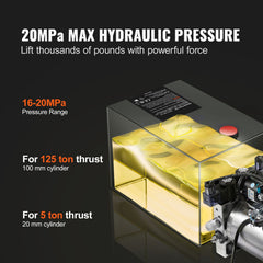 Hydraulic Pump, 10 Quart Hydraulic Power Unit, Double Acting Dump Trailer Pump, 0.91 GPM Flow Rate, 3200 PSI Max Relief Pressure, DC 12V Hydraulic Pump for Dump Trailer Car Lifting