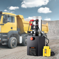 Hydraulic Pump, 10 Quart Hydraulic Power Unit, Double Acting Dump Trailer Pump, 0.91 GPM Flow Rate, 3200 PSI Max Relief Pressure, DC 12V Hydraulic Pump for Dump Trailer Car Lifting