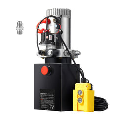 Hydraulic Pump, 8 Quart Hydraulic Power Unit, Single Acting Dump Trailer Pump, 0.91 GPM Flow Rate, 3200 PSI Max Relief Pressure, DC 12V Hydraulic Pump for Dump Trailer Car Lifting