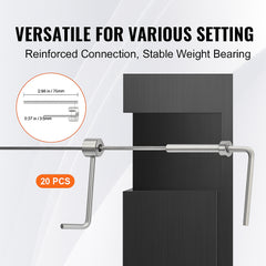 20 Pack Invisible Cable Railing kit, T316 Stainless Steel 3.2mm Invisible Receiver and Swage Stud End for Cable Railing, Swage Tensioner 3.2mm for Wood/Metal Post, Cable Railing Hardware, Silver