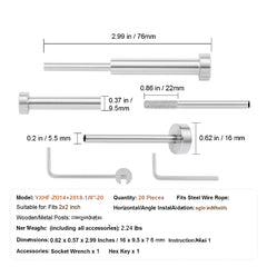 20 Pack Invisible Cable Railing kit, T316 Stainless Steel 3.2mm Invisible Receiver and Swage Stud End for Cable Railing, Swage Tensioner 3.2mm for Wood/Metal Post, Cable Railing Hardware, Silver