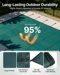 Pool Safety Cover Fits18x36ft Inground Safety Pool Cover Green Mesh with 4x8ft Center End Steps Solid Pool Safety Cover for Swimming Pool Winter