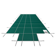Pool Safety Cover Fits18x36ft Inground Safety Pool Cover Green Mesh with 4x8ft Center End Steps Solid Pool Safety Cover for Swimming Pool Winter