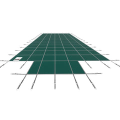 Pool Safety Cover Fits 20x40ft Rectangle Inground Safety Pool Cover Green Mesh with 4x8ft Center End Steps Solid Pool Safety Cover for Swimming Pool Winter Safety Cover
