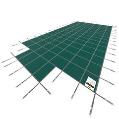 Pool Safety Cover Fits 20x40ft Rectangle Inground Safety Pool Cover Green Mesh with 4x8ft Center End Steps Solid Pool Safety Cover for Swimming Pool Winter Safety Cover