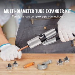 Hydraulic Tube Expander, 3/8" to 1-1/8" OD, HAVC Hydraulic Swaging Tool with 7 Pipe Expander Heads, Deburring Tool, Pipe Cutter for Copper Aluminum Brass Soft Steel Pipes