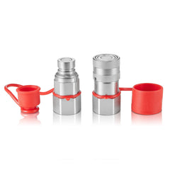 1/2" Flat Face Hydraulic Couplers 1/2" NPT Skid Steer Couplers 2 Dust Caps