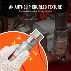 1/2" Flat Face Hydraulic Couplers 1/2" NPT Skid Steer Couplers 2 Dust Caps