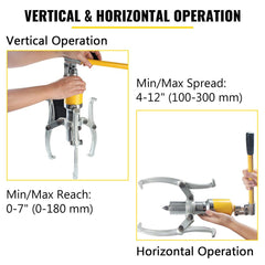 Hydraulic Gear Puller, 15 Ton Max. Capacity Hydraulic Puller, 2 or 3 Jaws Bearing Hub Separator, 3.9"- 11.8" Hydraulic Puller Separator Tool for Pulling Hubs, Flanges, Gears, Bearings