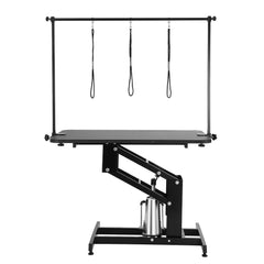 109cm Hydraulic Pet Grooming Table, Heavy Duty Dog Grooming Arm for Medium/ Small Dogs, Height Adjustable Dog Grooming Station, Anti Slip Tabletop /Dog Grooming Station, Max Bearing 182kg