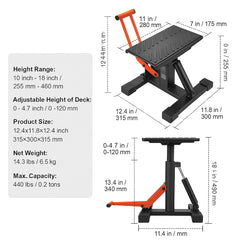 Dirt Bike Lift Stand, Motorcycle Jack Lift Stand 440 lbs Capacity and Hydraulic Lift Operation, Adjustable Height Hoist Table, for Dirt Pit Bike Repair, Maintenance, Dirt Bike Accessories