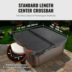 Hot Tub Cover Lift, Spa Cover Lift, Hydraulic, Width 175.26cm - 254.11cm Adjustable, Installed on Both Sides at the Top, Suitable for Various Sizes of Rectangular Bathtubs, Hot Tubs, Spa