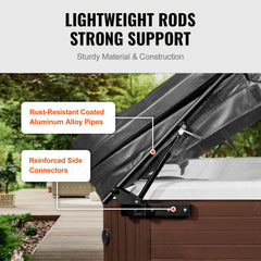 Hot Tub Cover Lift, Spa Cover Lift, Hydraulic, Width 175.26cm - 254.11cm Adjustable, Installed on Both Sides at the Top, Suitable for Various Sizes of Rectangular Bathtubs, Hot Tubs, Spa