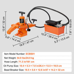 Hydraulic Bead Breaker, 1000 PSI Tire Bead Breaker with Metal Foot Pump, Heavy-duty Steel Bead Breaker Tool for Tractors, Trucks, Buses, Lawn Mowers, ATVs