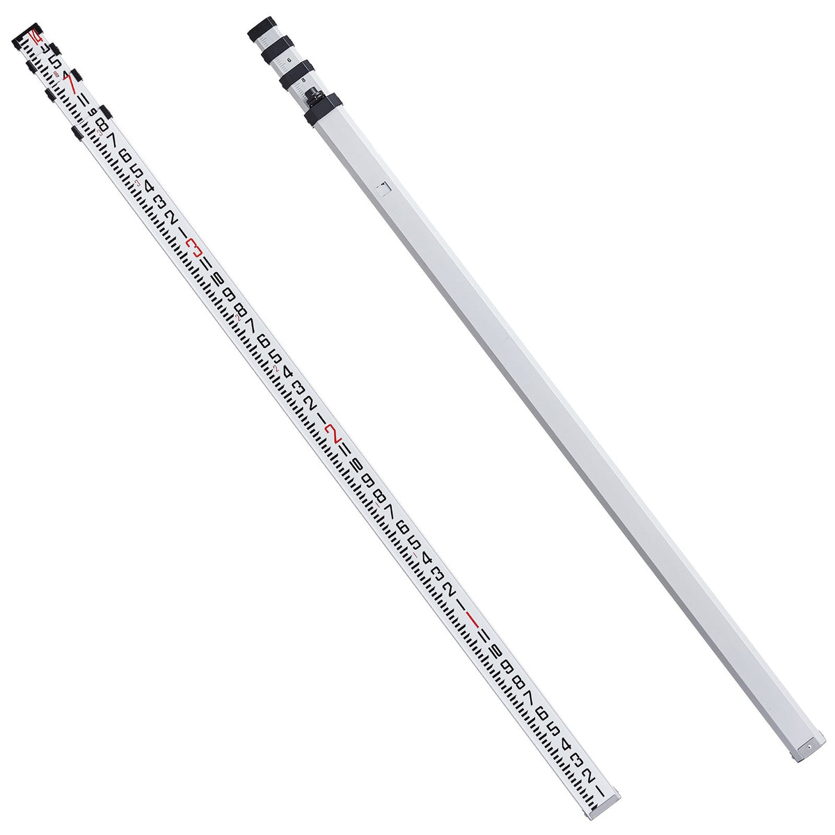 Aluminum Grade Rod, 14-Feet/8ths 4 Sections Telescopic Measuring Rod, Double-Sided Scale 1/8in Leveling Rod Stick, Aluminum Alloy Survey Rod w/ Bubble Level &Carrying Bag for Houses,Walls,Floors