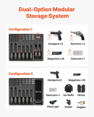 Hard Pistol Case, Heavy Duty Hard Gun Case with XPE Foam Lining, Waterproof Pistol Storage Box with Customizable Interior & Handle for Gun, Lenses, Camera, Gear, TSA Compliant, 556x455x225 mm