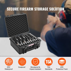 Hard Pistol Cases with Pre-cut Lining Lockable Pistol Case for 6 Pistol