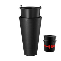 Tall Planter, Set of 2 Tall Round Tapered Planters, 59 cm Large Modern Gardening and Flower Plastic Pots, Decorative Tall Black Planter with Drainage Hole, for Porch, Patio, Indoor & Outdoor