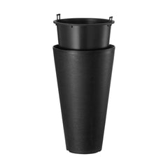 Tall Planter, Set of 2 Tall Round Tapered Planters, 59 cm Large Modern Gardening and Flower Plastic Pots, Decorative Tall Black Planter with Drainage Hole, for Porch, Patio, Indoor & Outdoor